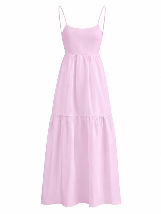 Commense Dresses & Skirts - Commense Pink Backless Tiered Maxi Dress XS Coquette Balletcore Cotton Blend NWT